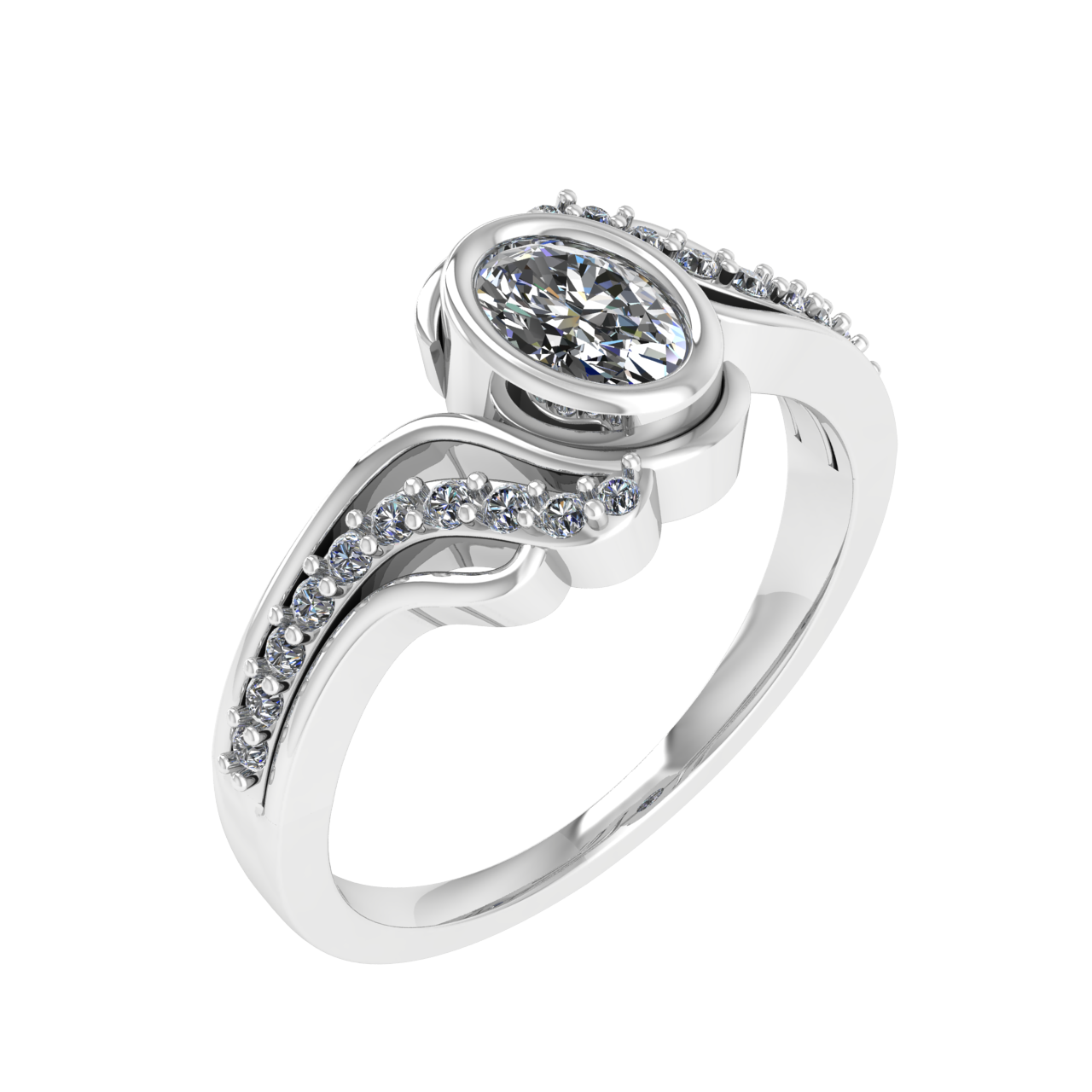 ACCENTED 6.00mm x 4.00mm OVAL ENGAGEMENT RING
